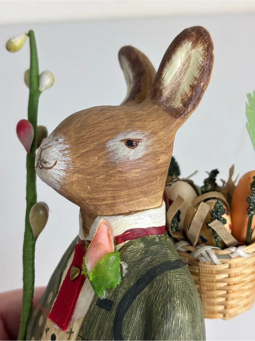 Hallmark Heirloom Bunny by Crista Couch-Dapper Rabbit w basket-8”